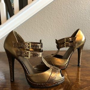 Bronze Snakeskin detail 5 inch heels